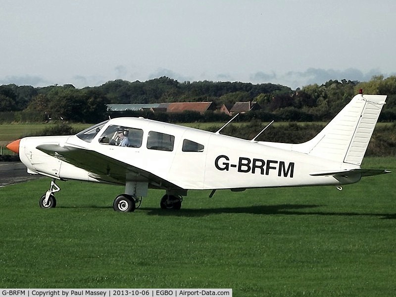 G-BRFM, 1979 Piper PA-28-161 C/N 287916279, Based when photographed. EX:-N2234P. Westbeach Aviation Ltd.