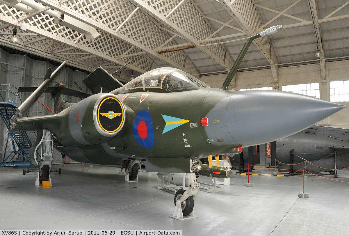 XV865, 1968 Hawker Siddeley Buccaneer S.2B C/N B3-14-67, Preserved at IWM Duxford. XV865 was formerly used by the Royal Navy from 1968 to 1978, then transferred to the RAF, serving with No. 208 Sqn.