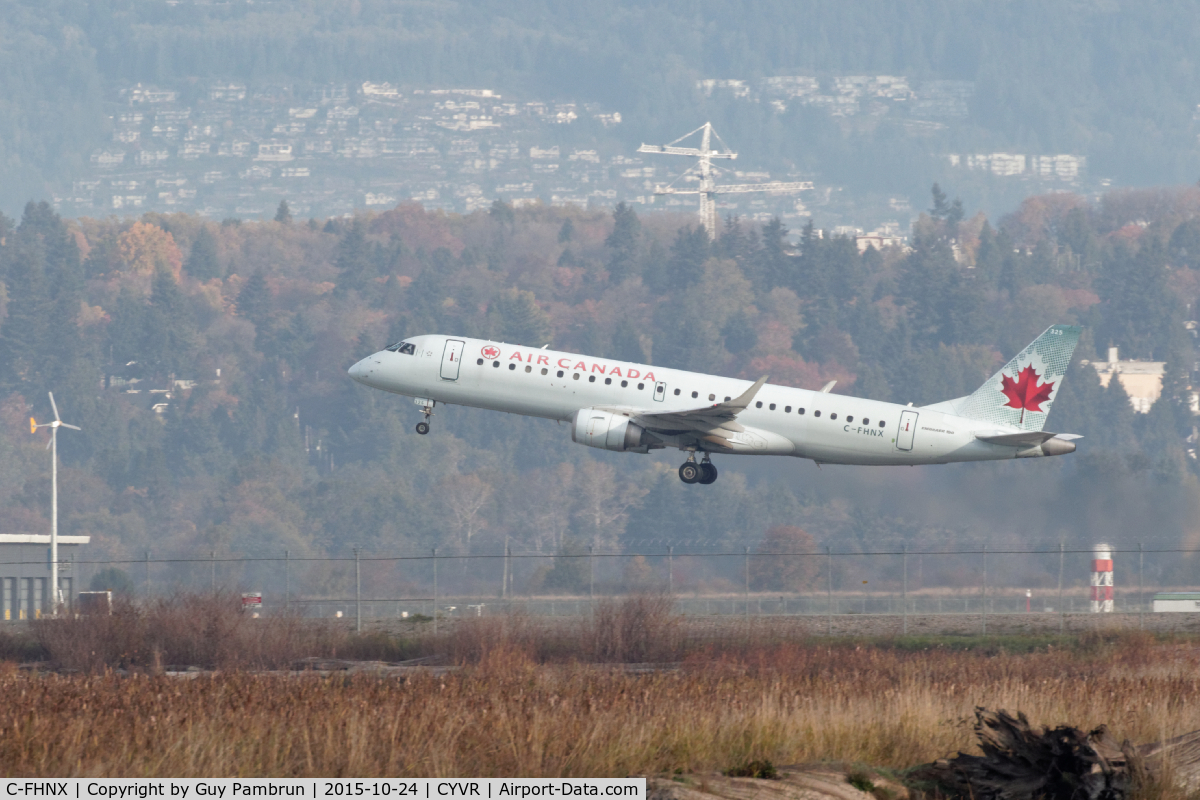 C-FHNX, 2007 Embraer 190AR (ERJ-190-100IGW) C/N 19000083, Taken from the float plane base at CYVR