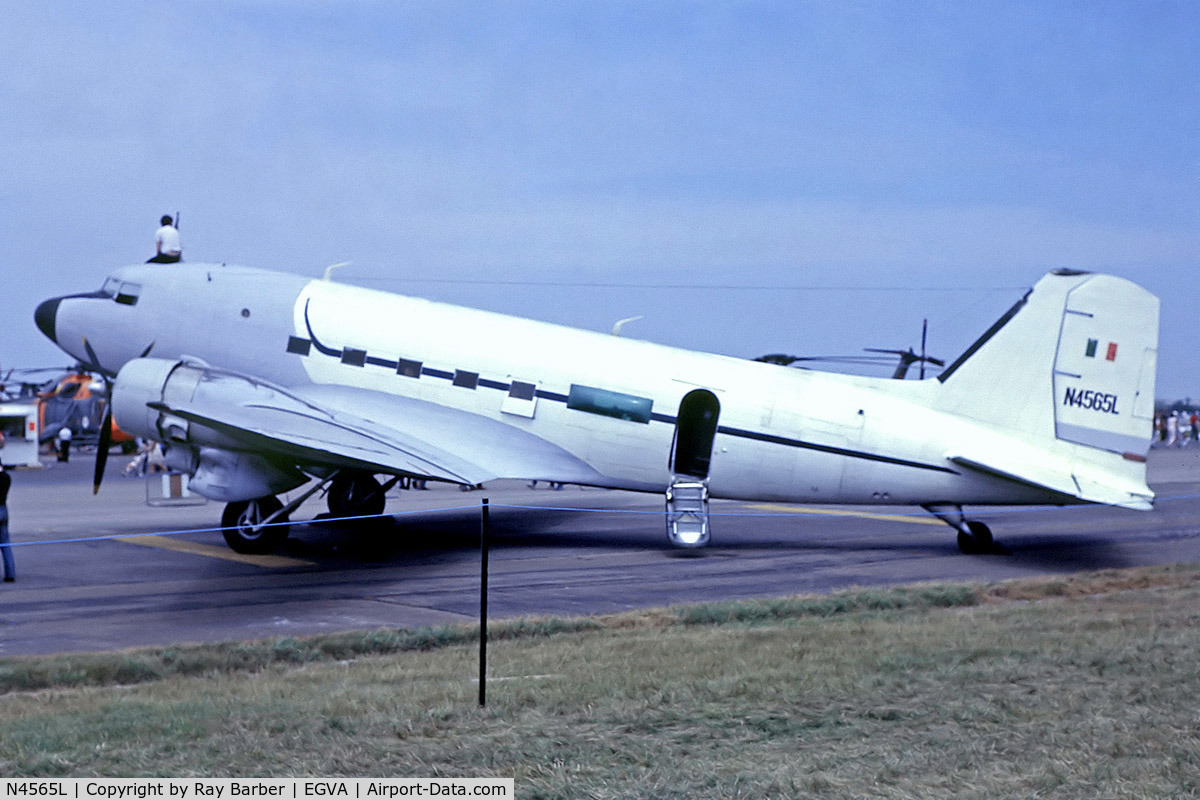 N4565L, 1939 Douglas DC-3-201A (C-47 Skytrain/Dakota) C/N 2108, Douglas DC-3-201A [2108] RAF Fairford~G 13/071985. From a slide.