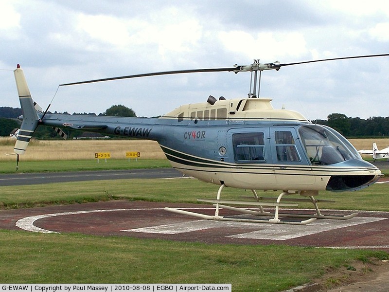 G-EWAW, 1987 Bell 206B-3 JetRanger III C/N 3955, @ Halfpenny Green.EX:-G-DORB,SE-HTI,TC-HBN.