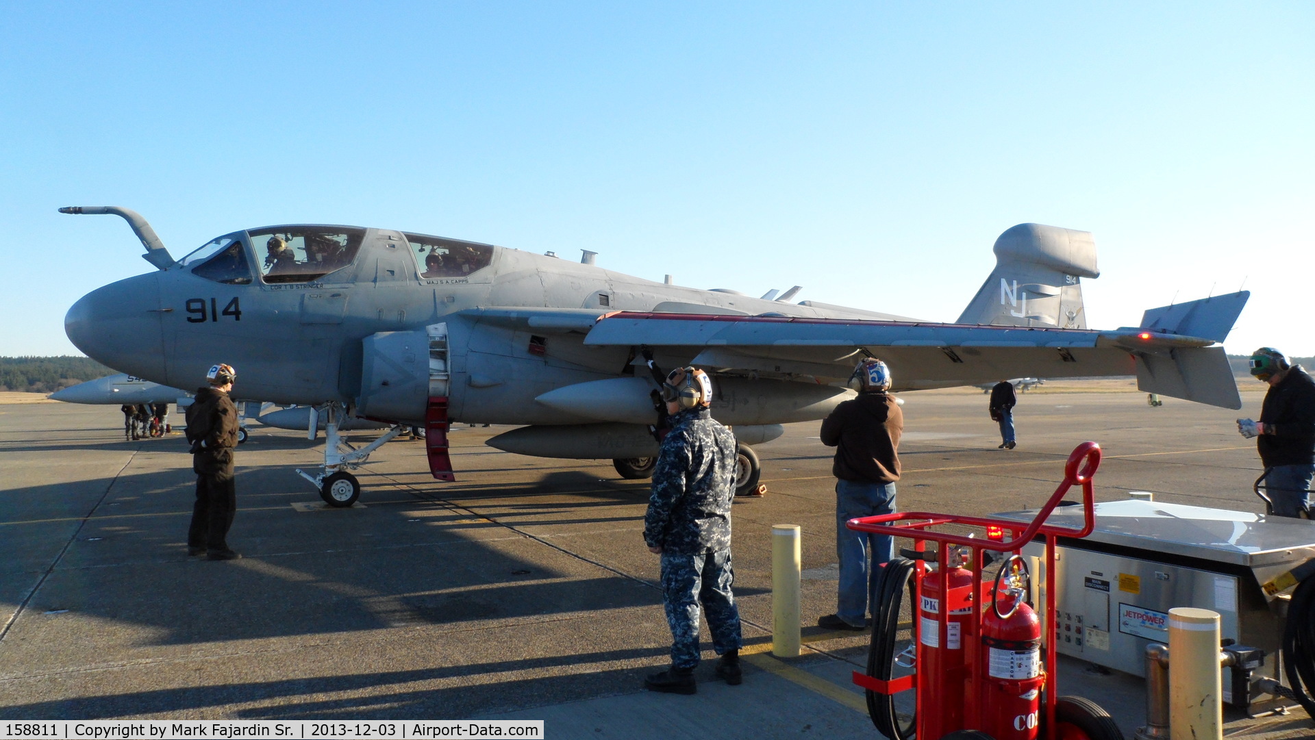 158811, 1974 Grumman EA-6B Prowler C/N P-41, 158811 of her last operational US Navy flight at NAS Whidbey Island in December 2013.