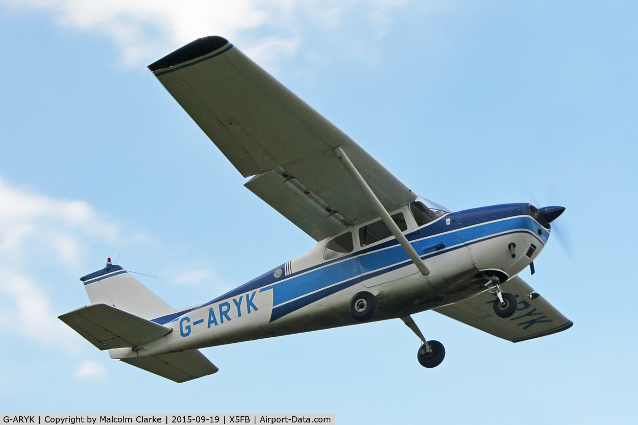 G-ARYK, 1962 Cessna 172C Skyhawk C/N 17249288, Cessna 172C Skyhawk takes off from 26, Fishburn Airfield, September 19th 2015.