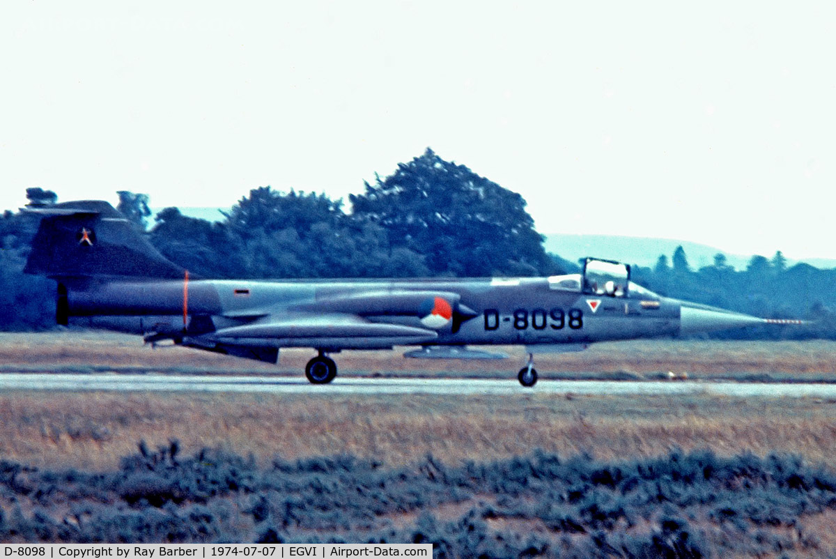 D-8098, Lockheed F-104G Starfighter C/N 683-8098, Lockheed F-104G Starfighter [683-8098] (Royal Netherlands Air Force) RAF Greenham Common~G 07/07/1974. From a slide.