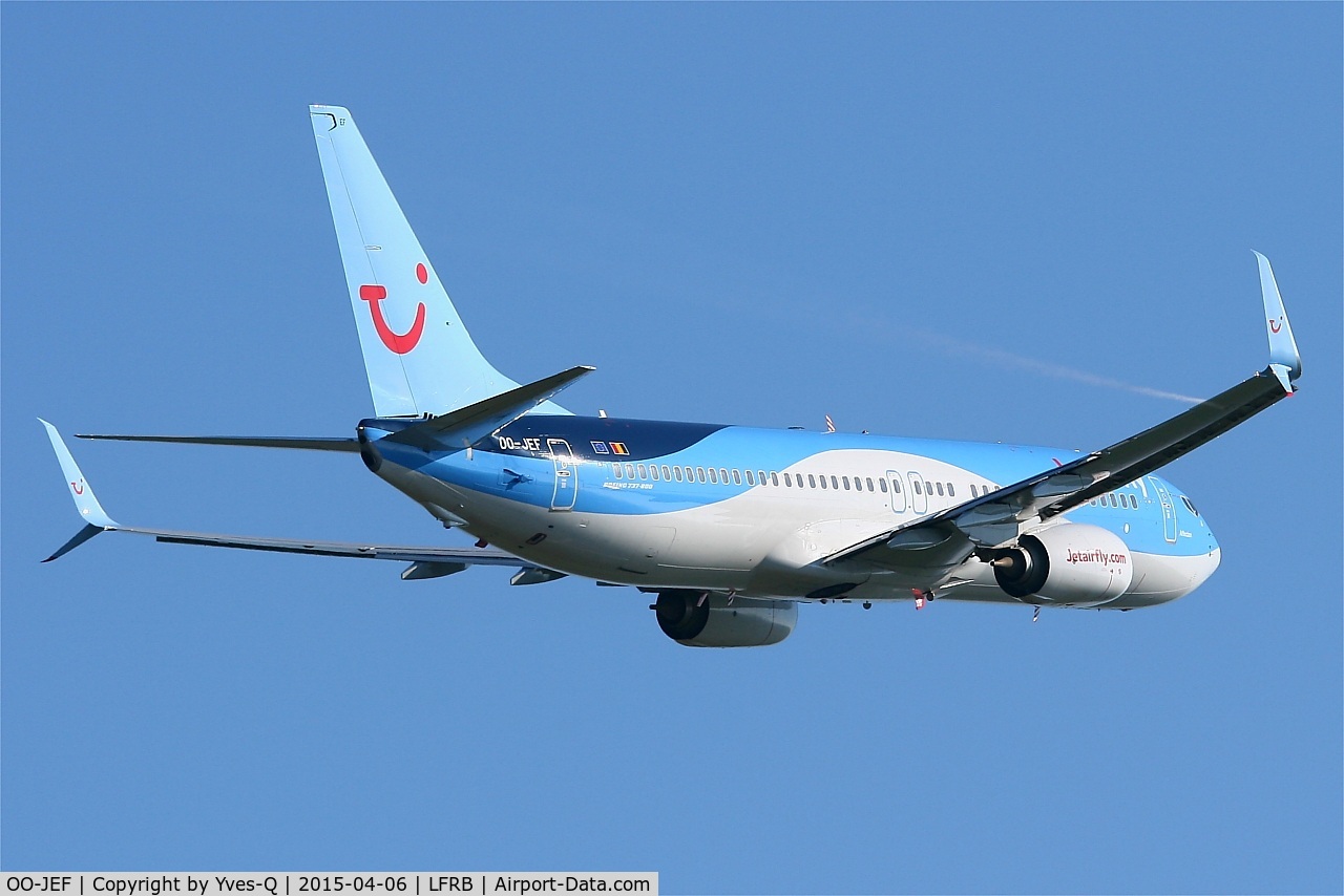 OO-JEF, 2014 Boeing 737-8K5 C/N 44271, Boeing 737-8K5, Take-off rwy 07R, Brest-Bretagne airport (LFRB-BES)