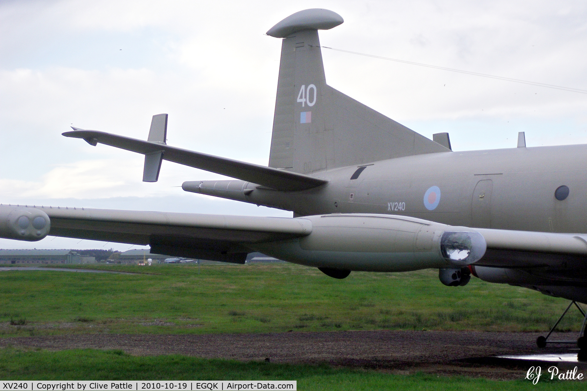 XV240, Hawker Siddeley Nimrod MR.2 C/N 8015, Shown on Gate Guard duty at RAF Kinloss. It did not survive the axeman. The cockpit and forward fuselage were saved by the local Morayvia aviation group but this wing and tail became scrap.