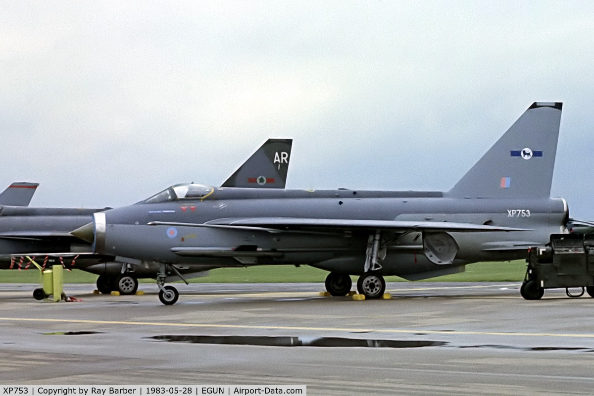XP753, 1964 English Electric Lightning F.3 C/N 95182, English Electric Lightning F.3 [95181] (Royal Air Force) RAF Mildenhall~G 28/05/1983. From a slide.