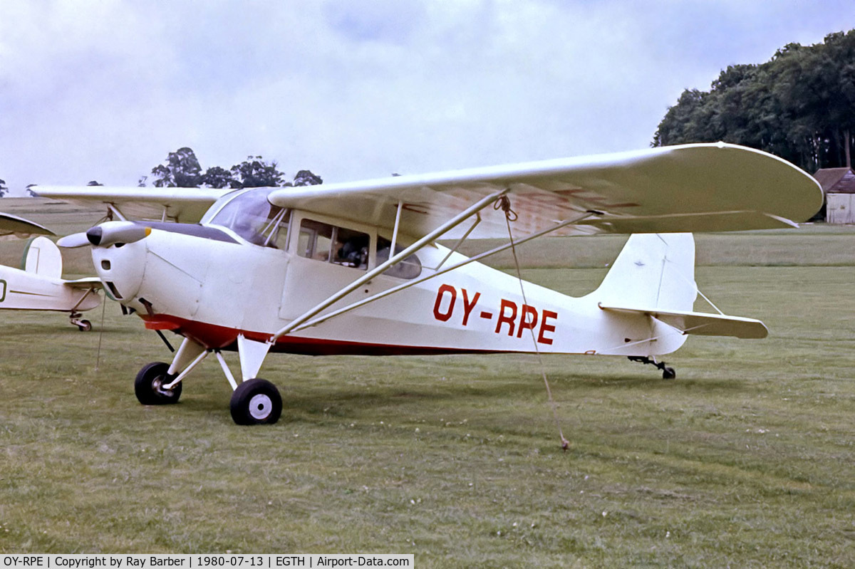 OY-RPE, 1947 Aeronca 11AC Chief C/N 11AC-1603, Aeronca 11AC Chief [11AC-1603] Old Warden~G 13/07/1980. From a slide.