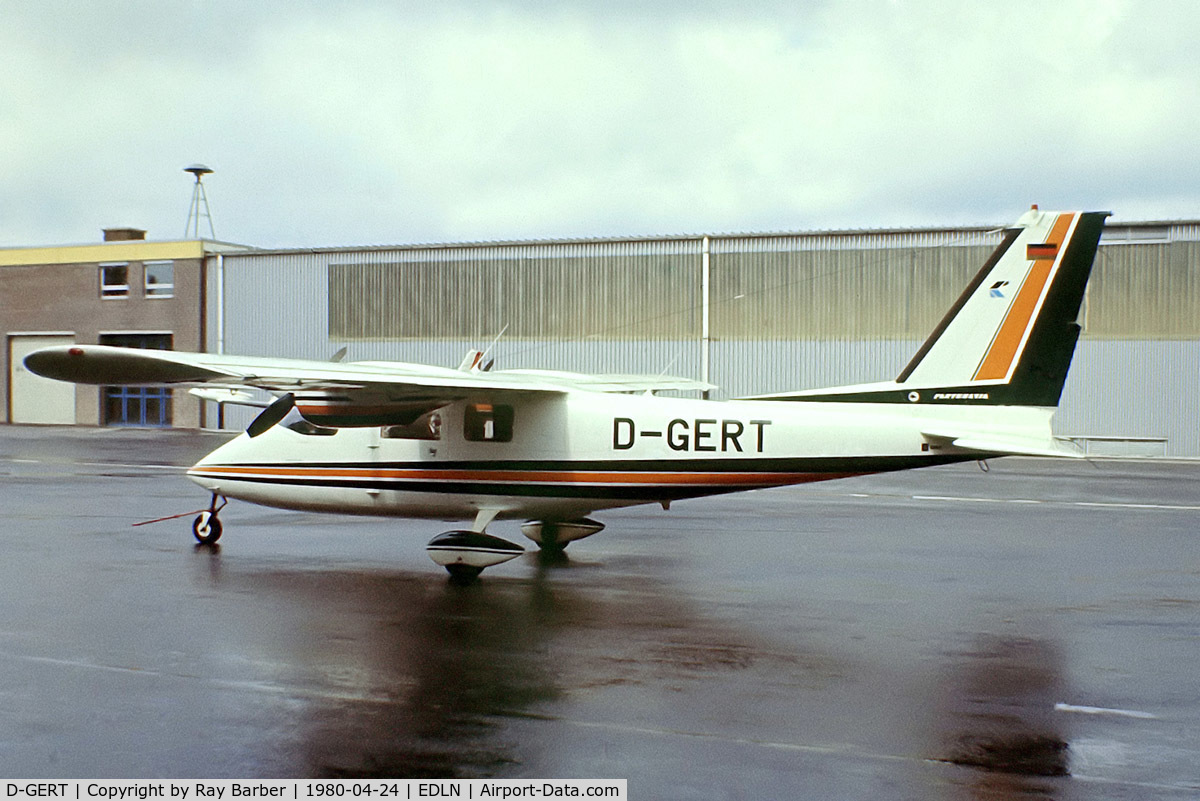 D-GERT, 1975 Partenavia P-68B C/N 47, Partenavia P.68B Victor [47] Monchengladbach~D 24/04/1980. From a slide.