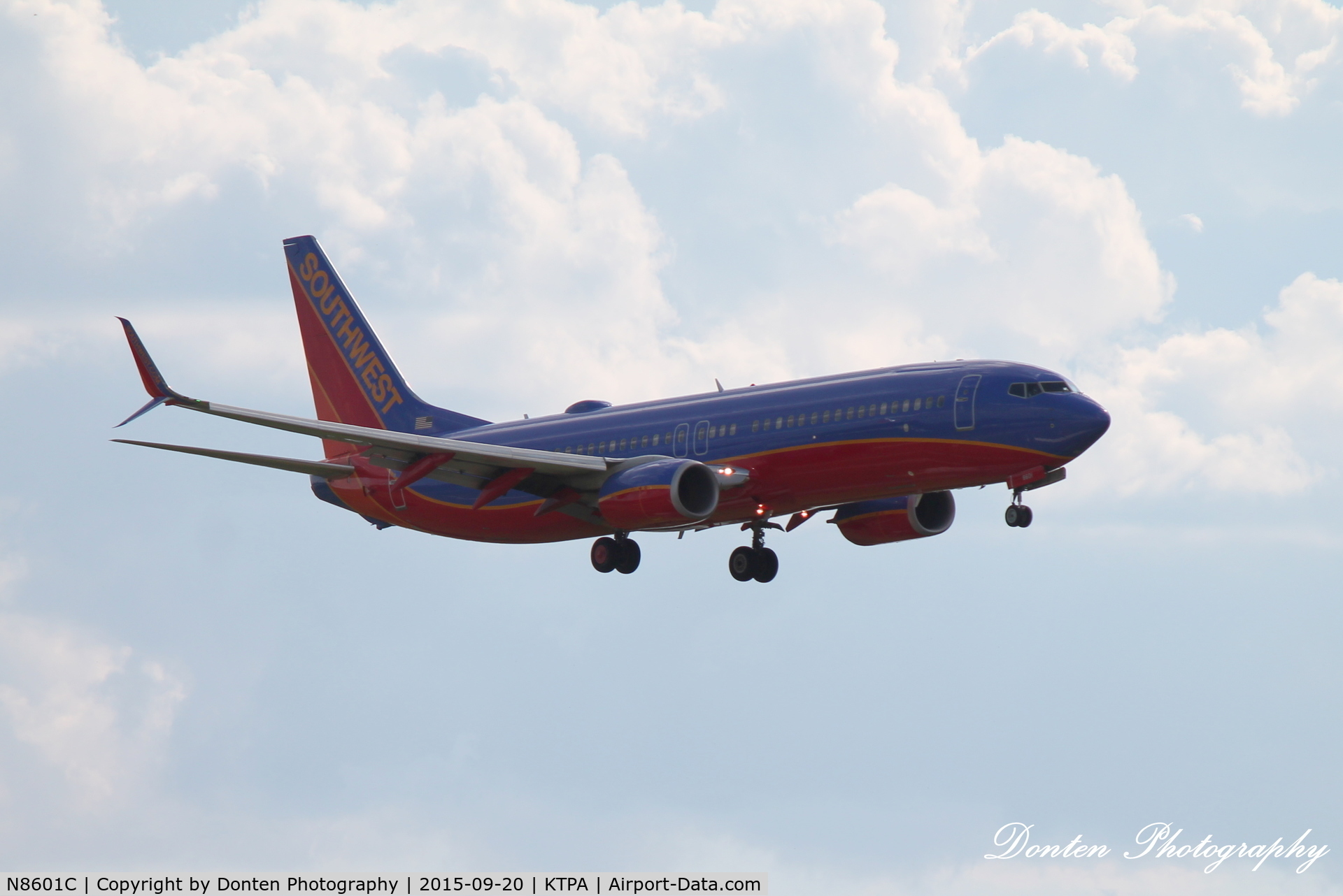 N8601C, 2012 Boeing 737-8H4 C/N 38874, Southwest Flight 532 (N8601C) arrives at Tampa International Airport following flight from Denver International Airport
