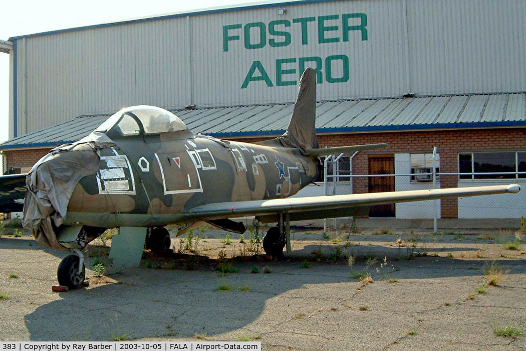 383, Canadair CL-13B Sabre 6 C/N 1492, Canadair CL-13B Sabre Mk.6 [1492] (South African Air Force) Lanseria~ZS 05/10/2003. Seen here awaiting restoration having been displayed at Kempton Park Technical College ZS. Now in Australia.