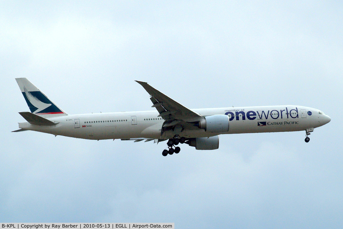 B-KPL, 2009 Boeing 777-367/ER C/N 36161, Boeing 777-367ER [36161] (Cathay Pacific Airways) Home~G 13/05/2010. On approach 27L.