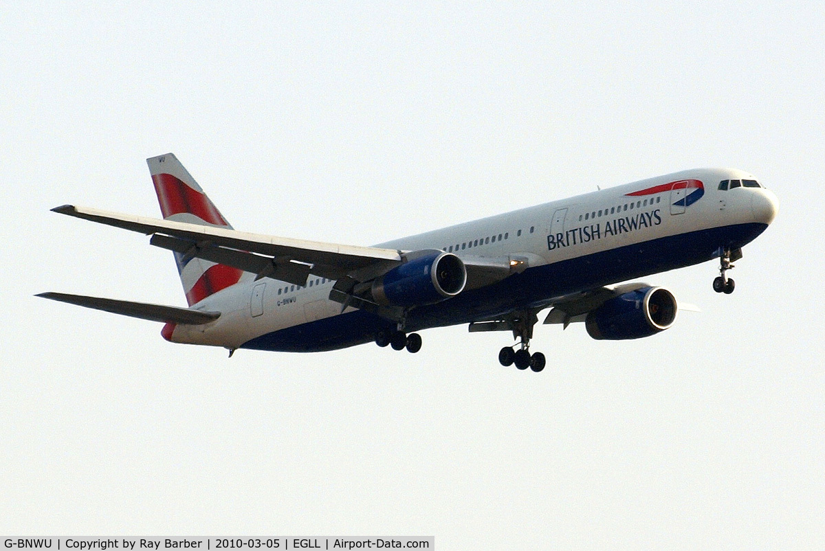 G-BNWU, 1993 Boeing 767-336 C/N 25829, Boeing 767-336ER [25829] (British Airways) Home~G 05/03/2010. On approach 27L.