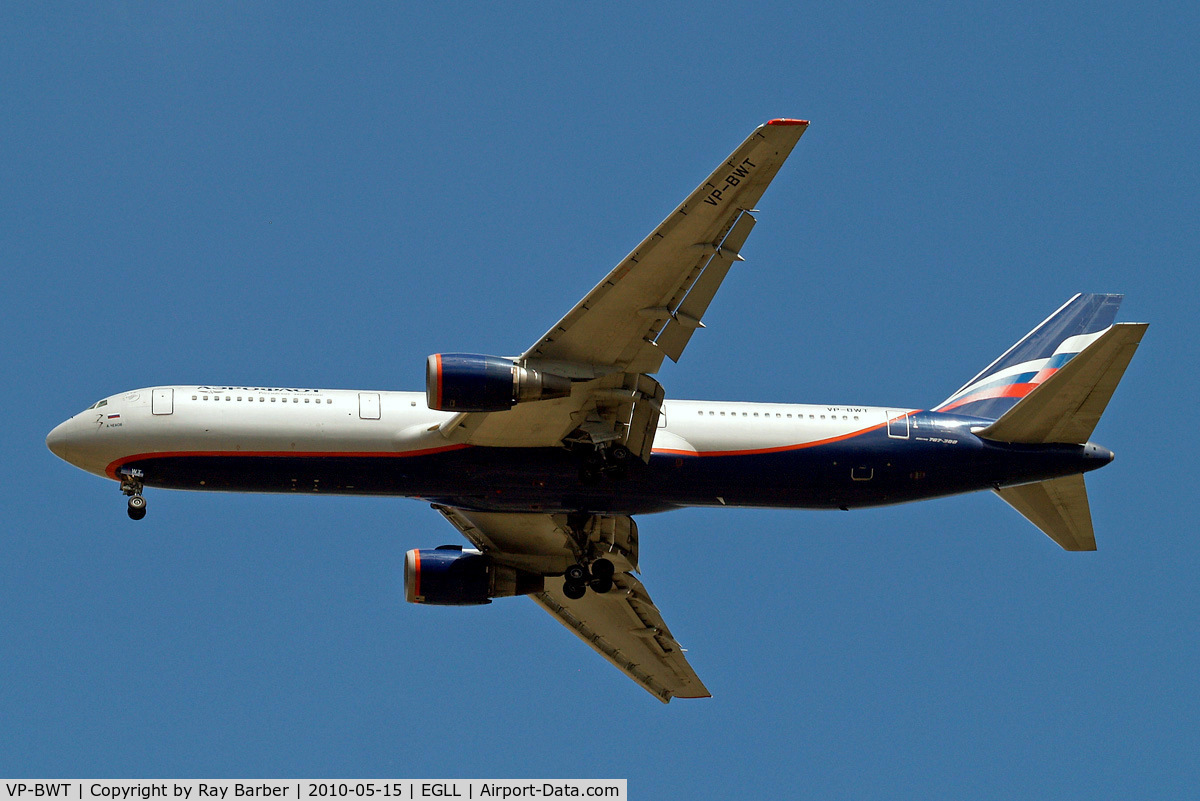 VP-BWT, 1999 Boeing 767-38A C/N 29617, Boeing 767-38AER [29617] (Aeroflot Russian Airlines) Home~G 15/05/2010. On approach 27R.