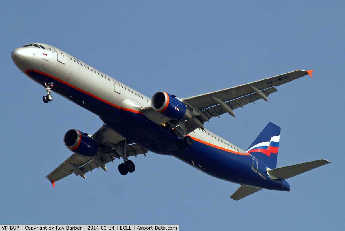 VP-BUP, 2007 Airbus A321-211 C/N 3334, Airbus A321-211 [3334] (Aeroflot Russian Airlines) Home~G 14/03/2014. On approach 27R.