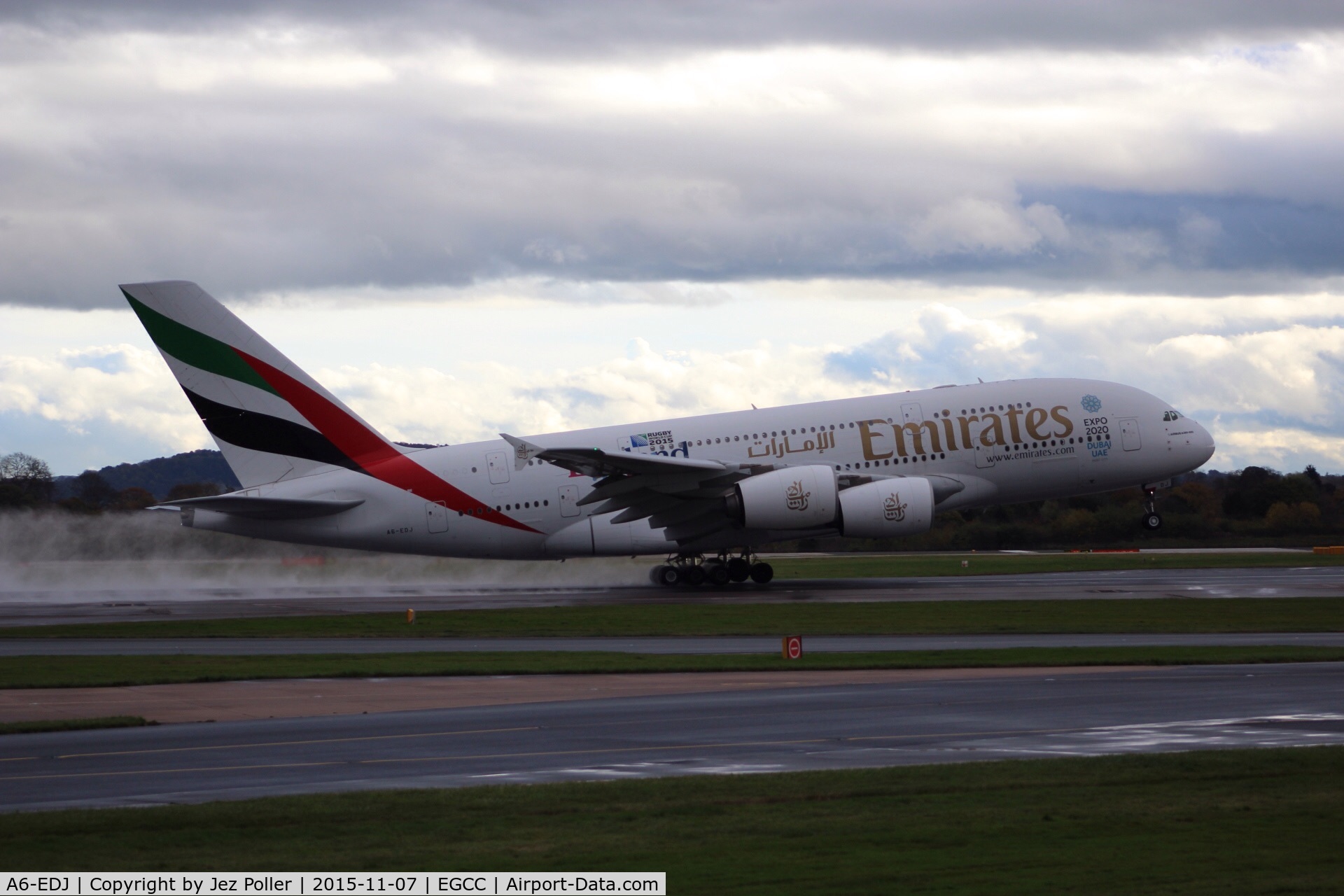 A6-EDJ, 2006 Airbus A380-861 C/N 009, rotation off runway 23r, bound for Dubai,