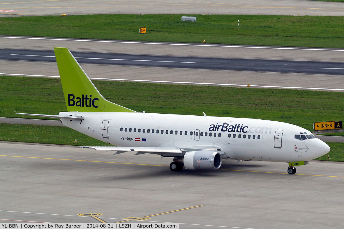 YL-BBN, 1992 Boeing 737-522 C/N 26683, Boeing 737-522 [26683] (Air Baltic) Zurich~HB 31/08/2014
