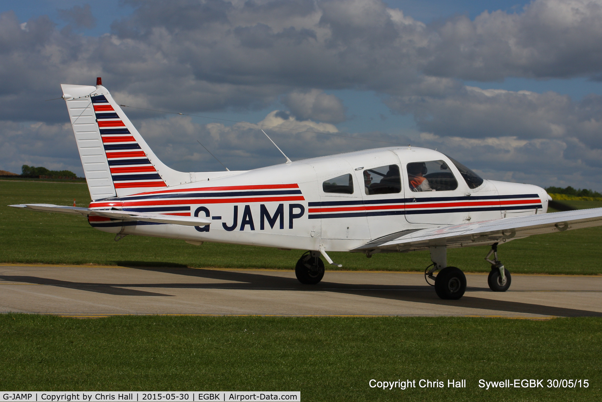 G-JAMP, 1975 Piper PA-28-151 Cherokee Warrior C/N 28-7515026, at Aeroexpo 2015