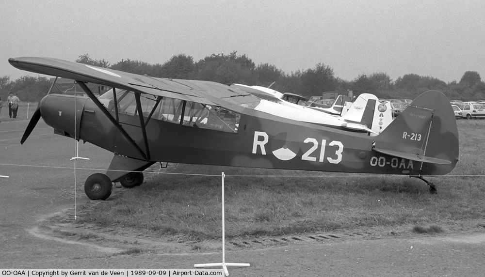 OO-OAA, 1950 Piper L-21A Super Cub (PA-18-125) C/N 18-568, seen at the Brustem (EBST) airshow ex KLu R-213