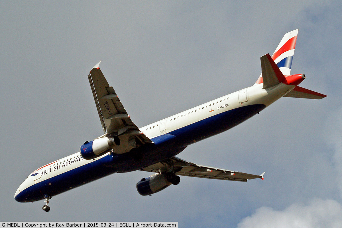 G-MEDL, 2006 Airbus A321-231 C/N 2653, Airbus A321-231 [2653] (British Airways) Home~G 24/03/2015. On approach 27R.