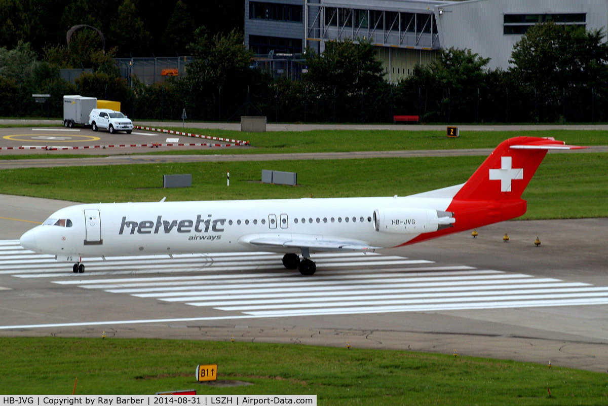 HB-JVG, 1993 Fokker 100 (F-28-0100) C/N 11478, Fokker F-100 [11478] (Helvetic Airways) Zurich~HB 31/08/2014