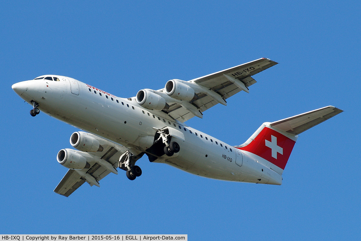 HB-IXQ, 1996 British Aerospace Avro 146-RJ100 C/N E3282, BAe 146RJ-100 [E3282] (Swiss European Air Lines) Heathrow~G 16/05/2015. On approach 27R.