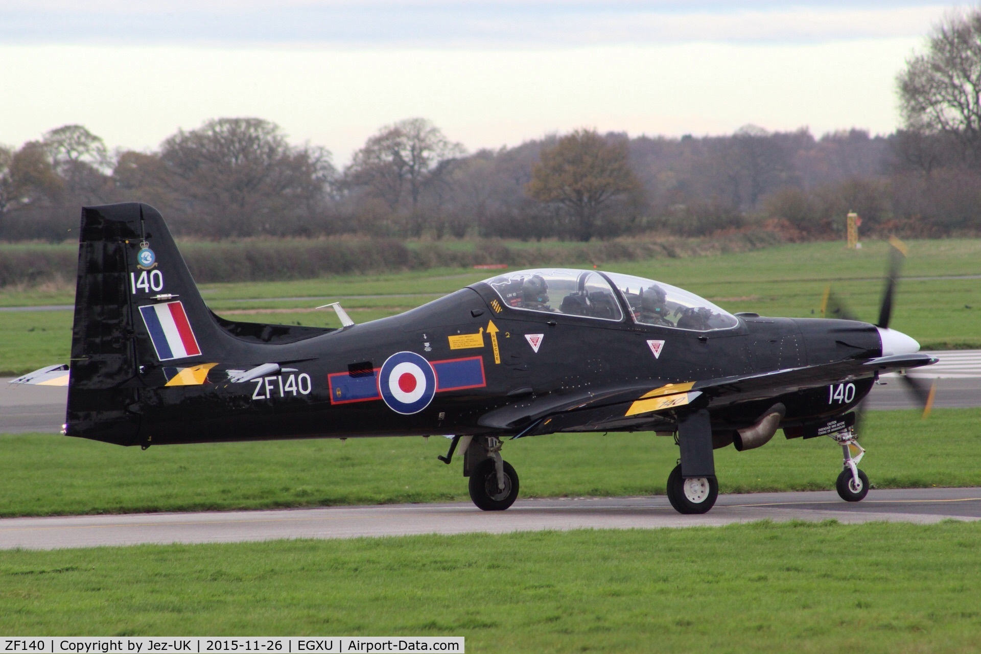 ZF140, 1988 Short S-312 Tucano T1 C/N S006/T6, taxi-in from runway 04,
