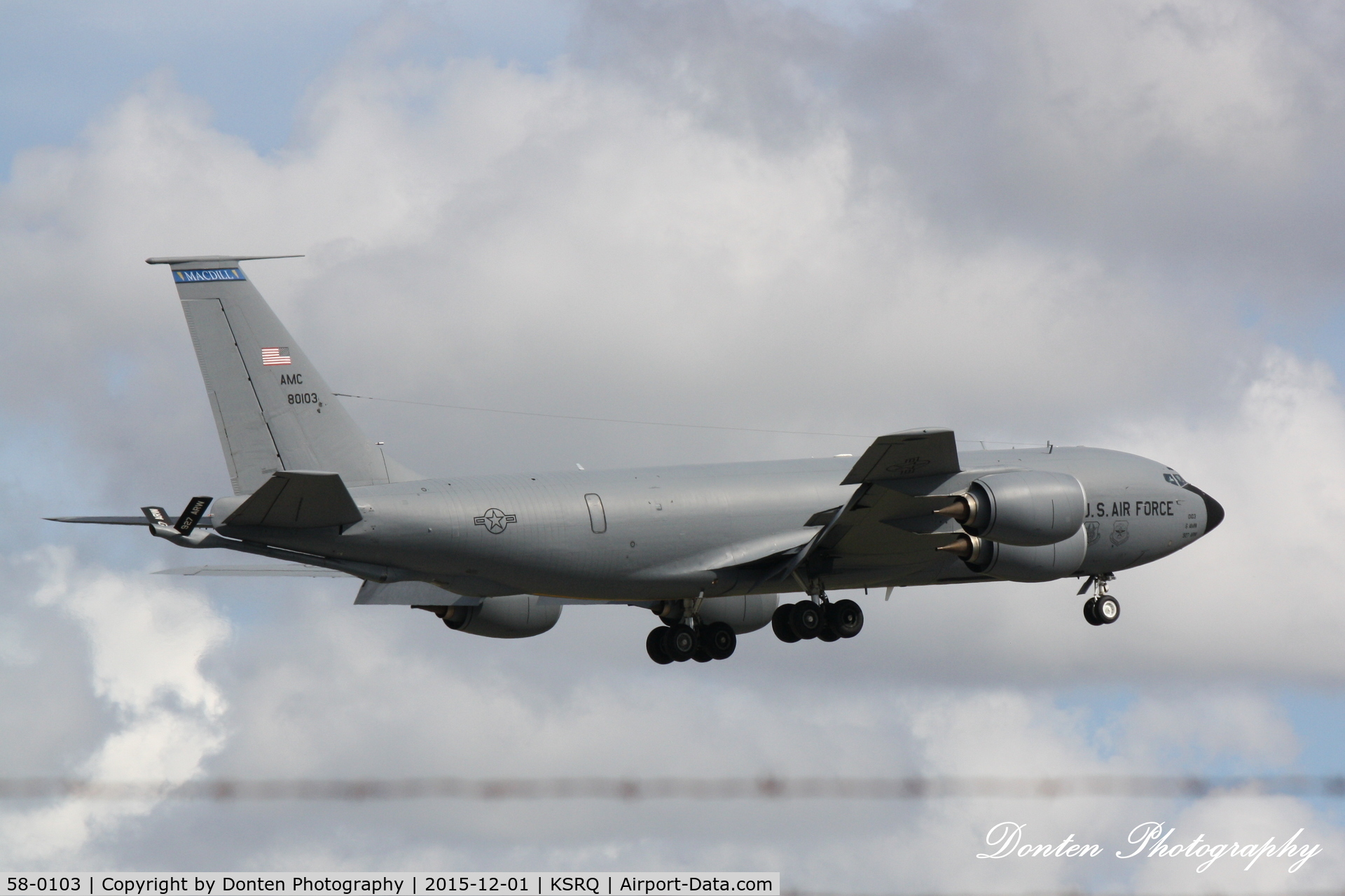 58-0103, 1958 Boeing KC-135T Stratotanker C/N 17848, US Air Force KC-135 Stratotanker (58-0103) from MacDill Air Force Base departs Sarasota-Bradenton International Airport