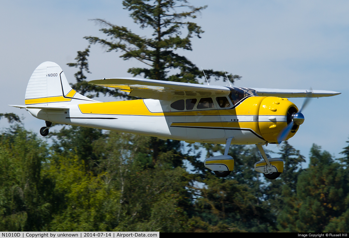 N1010D, 1950 Cessna 195A C/N 7618, N1010D landing in Oregon