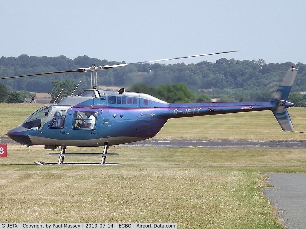 G-JETX, 1981 Bell 206B JetRanger III C/N 3208, @ EGBO giving pleasure flights.EX:-N3898L.