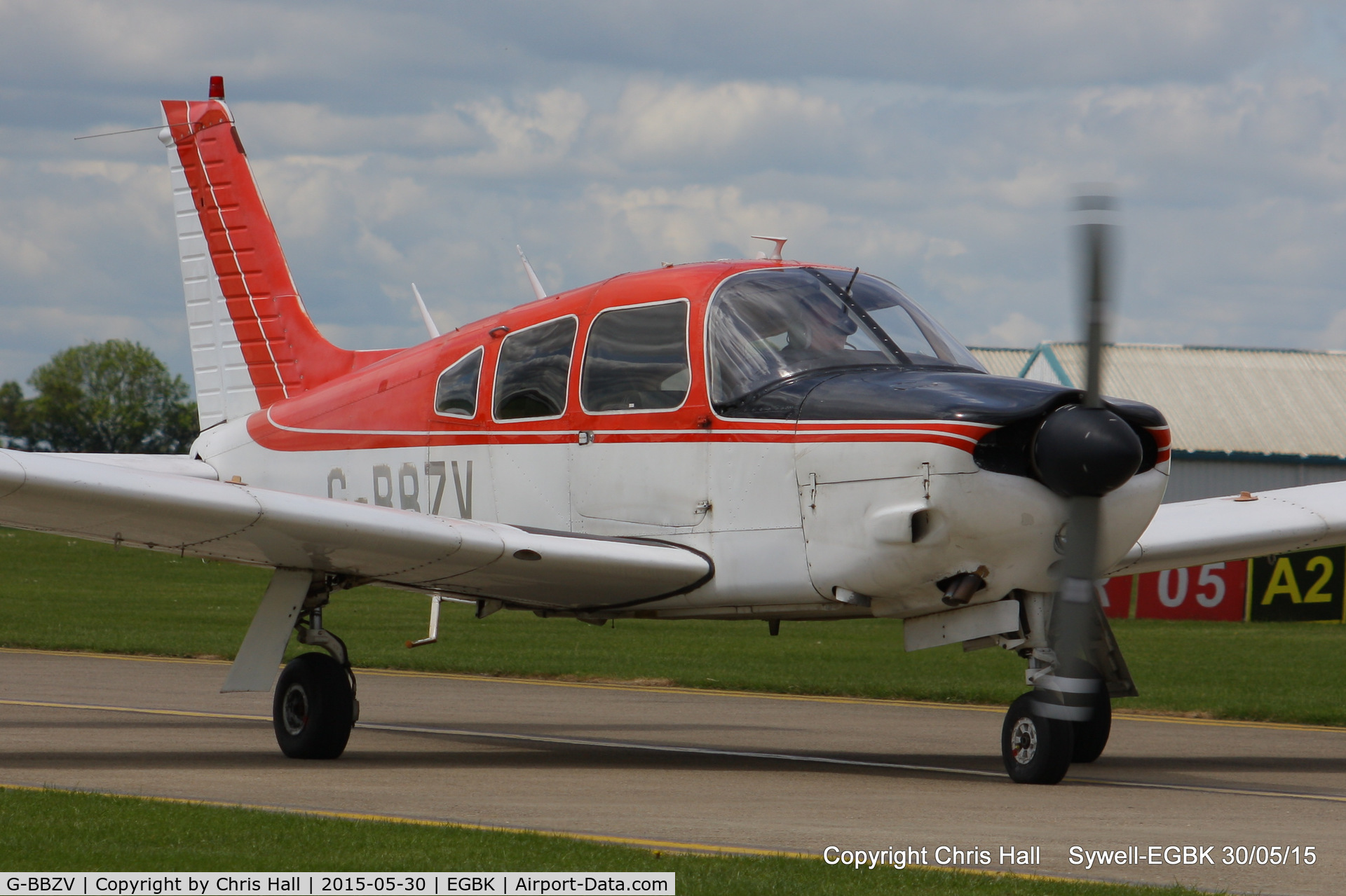 G-BBZV, 1973 Piper PA-28R-200-2 Cherokee Arrow II C/N 28R-7435105, at Aeroexpo 2015
