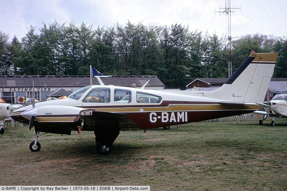 G-BAMI, 1973 Beech 95-B55 Baron Baron C/N TC-1524, G-BAMI   Beech 95-B55 Baron [TC-1524] Biggin Hill~G 18/05/1973. From a slide.