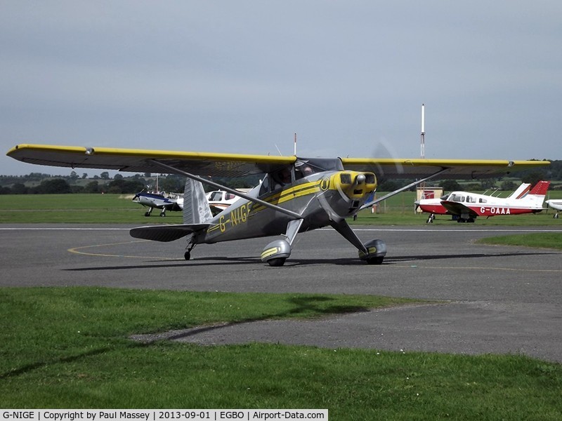 G-NIGE, 1946 Luscombe 8E Silvaire C/N 3525, @ the Autumn 2013 Wings & Wheels fly-in.EX:-G-BSHG,N72098,NC72098.
