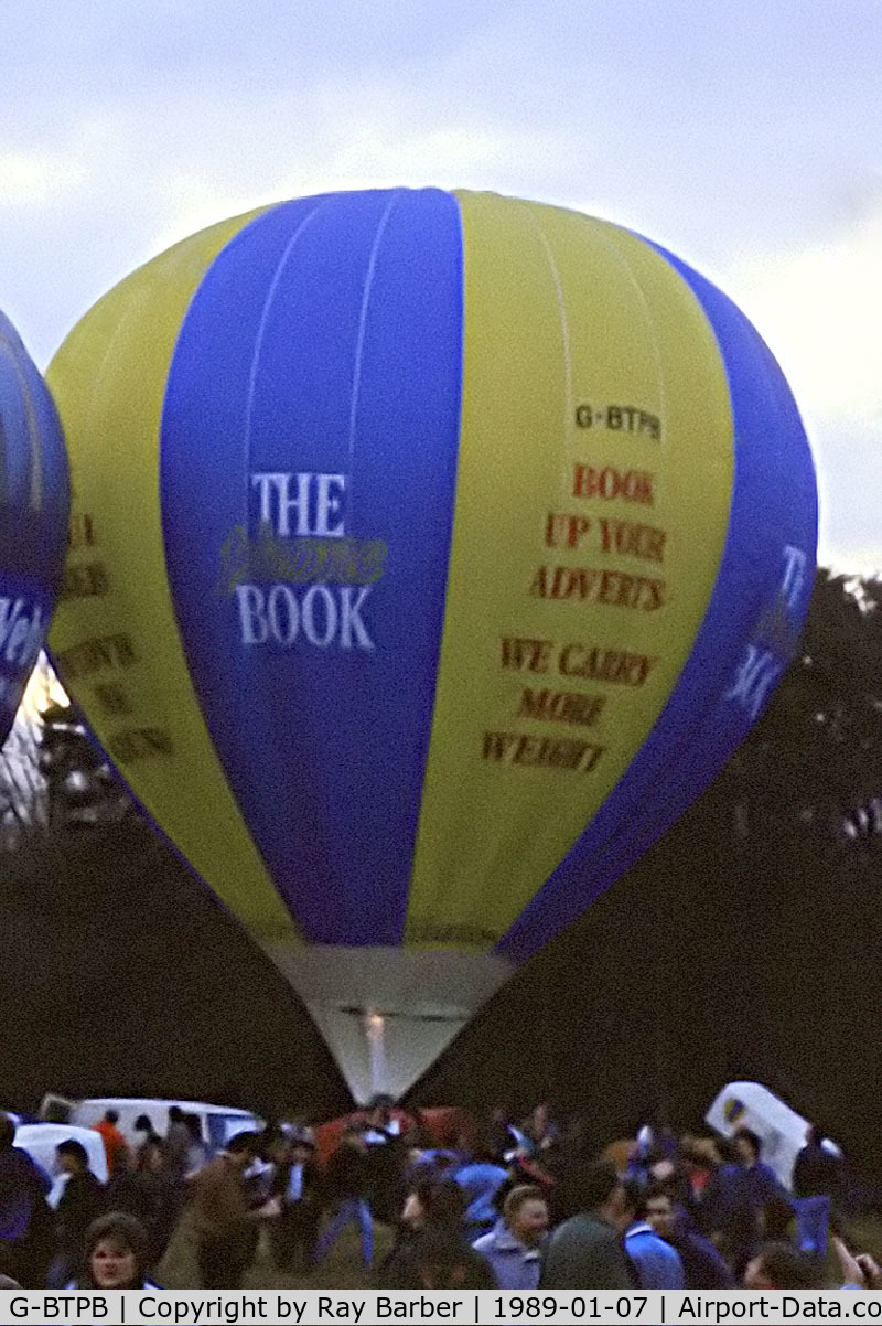G-BTPB, 1987 Cameron Balloons N-105 C/N 1536, Cameron N-105 HAFB [1536] Marsh Benham~G 07/01/1989. From a slide.