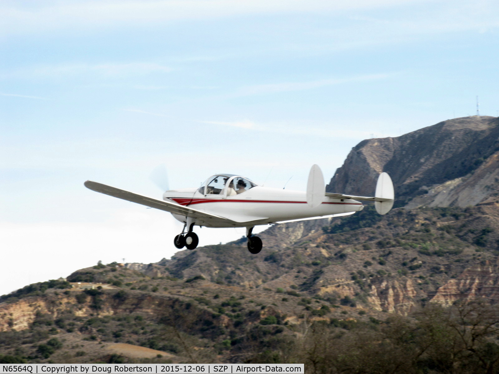 N6564Q, 1965 Alon A2 Aircoupe C/N A-64, 1965 Alon A2 AIRCOUPE, Continental C90 90 Hp, takeoff climb Rwy 04