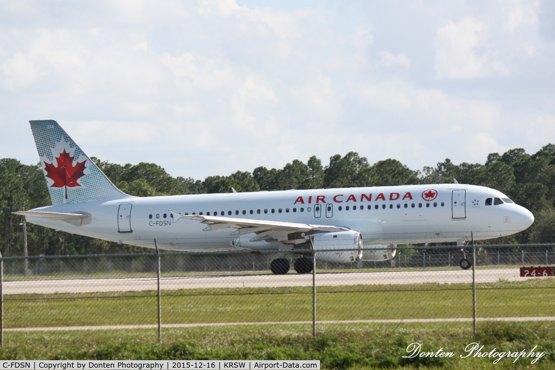 C-FDSN, 1990 Airbus A320-211 C/N 126, Air Canada Flight 1265 (C-FDSN) departs Southwest Florida International Airport enroute to Montreal-Trudeau International Airport
