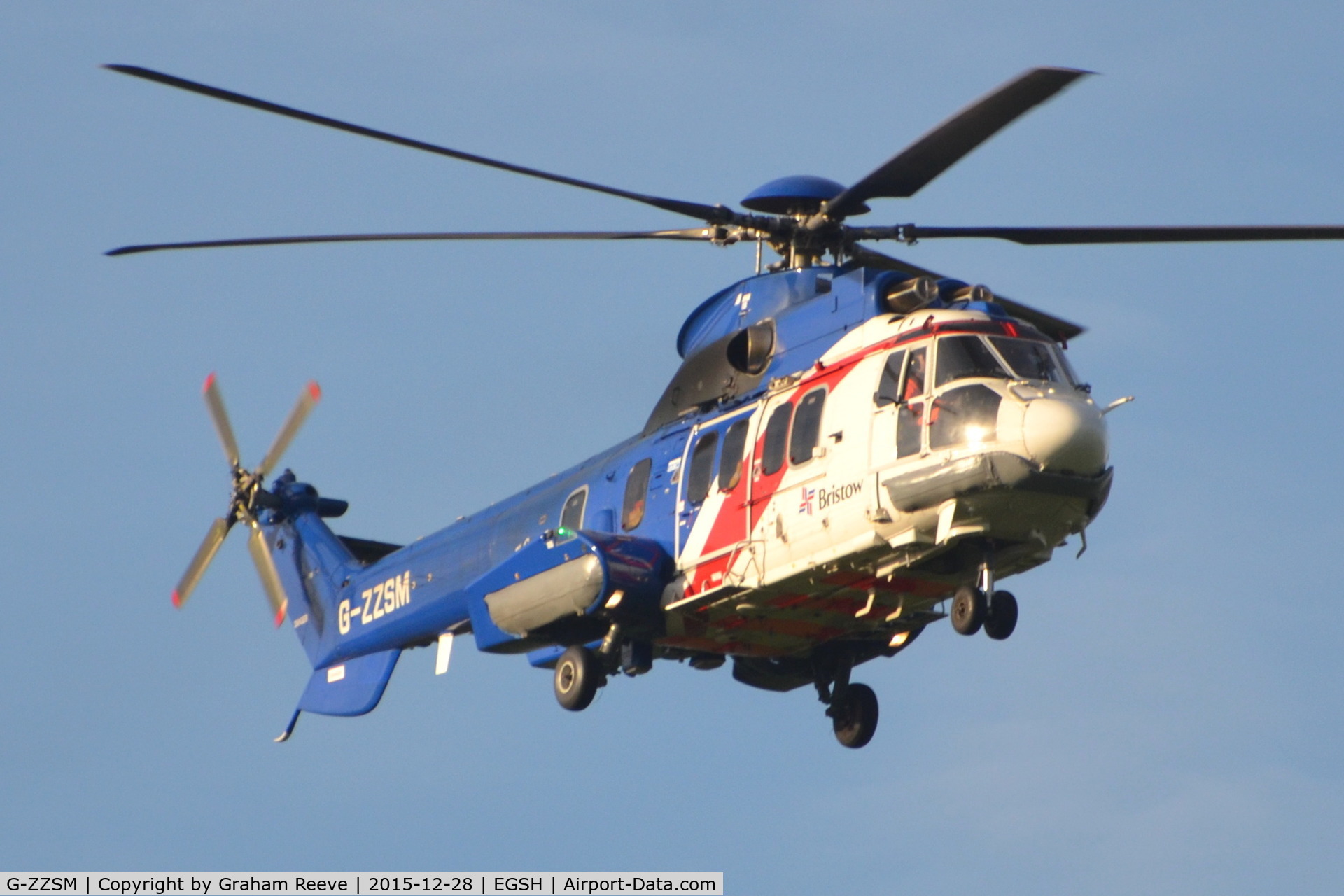 G-ZZSM, 2014 Airbus Helicopters EC-225LP Super Puma C/N 2937, Landing at Norwich.