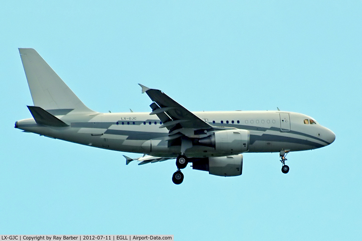 LX-GJC, 2007 Airbus ACJ318 (A318-112/CJ) C/N 3100, Airbus A318-112CJ Elite [3100] (Global Jet Concept) Home~G 11/07/2012. On approach 27L.