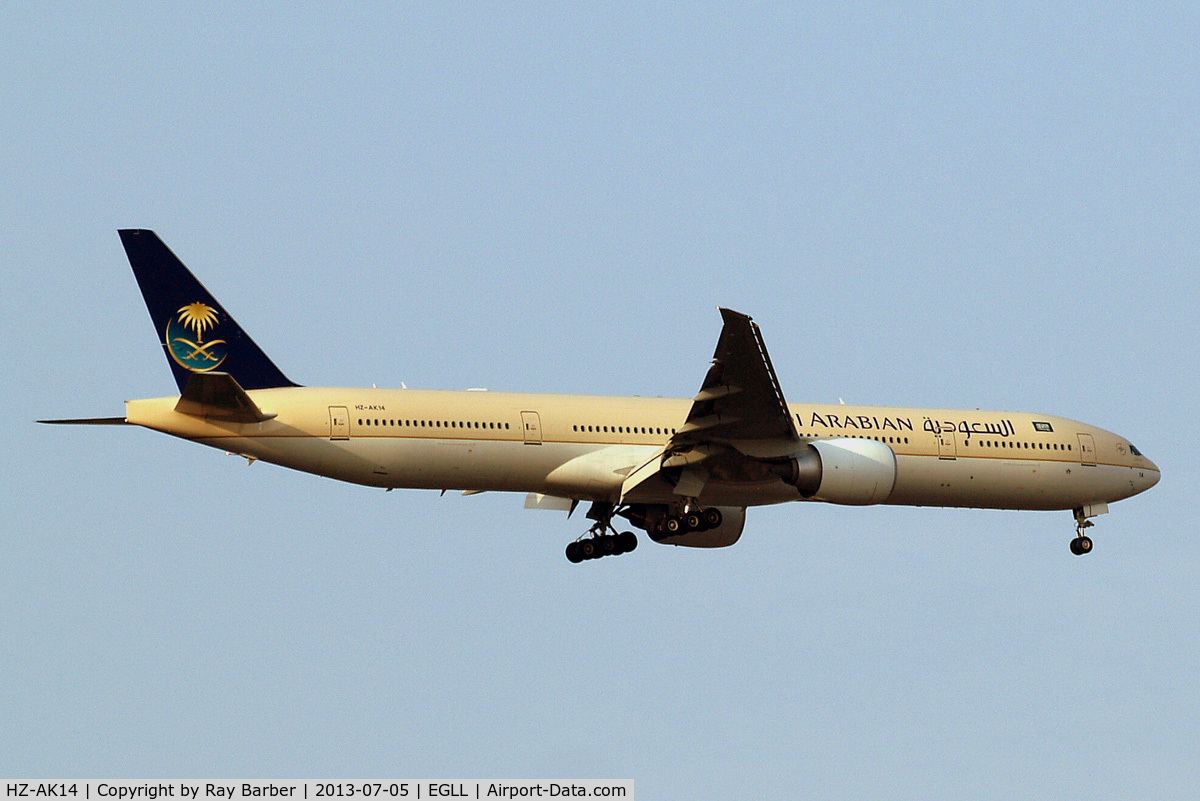 HZ-AK14, 2012 Boeing 777-368/ER C/N 41051, Boeing 777-368ER [41051] (Saudia) Home~G 05/07/2013. On approach 27L.