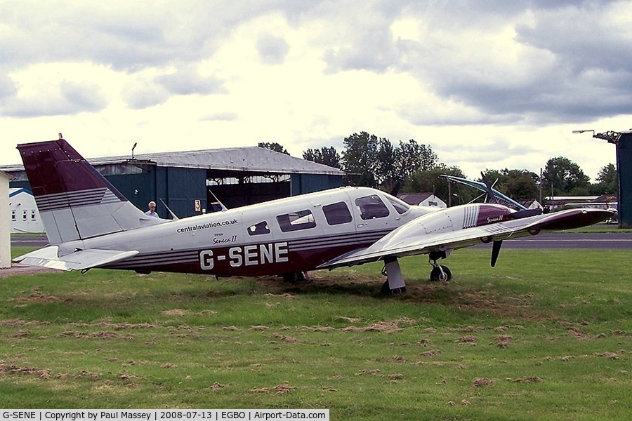 G-SENE, 1980 Piper PA-34-200T Seneca II C/N 34-8170069, Resident at Halfpenny Green when shot. EX:-N797WA,N8314P.