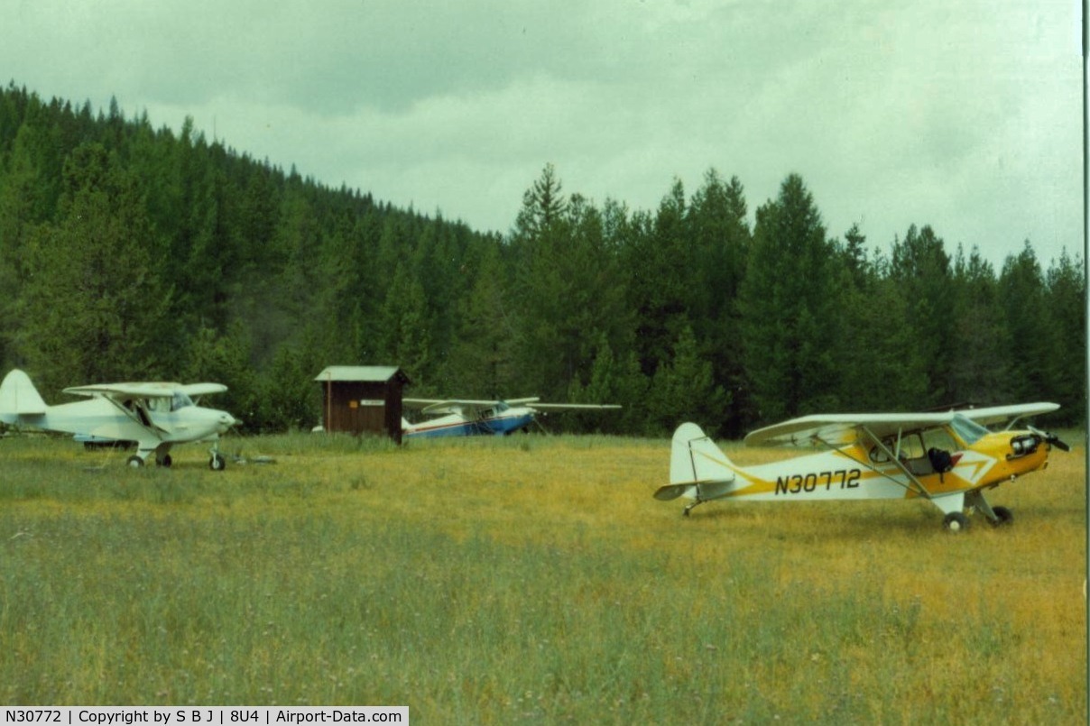 N30772, 1940 Piper J3C-65 Cub Cub C/N 5155, 772 at Spotted Bear after flying in from Calif in 1986. 772 with a C85 did real good.While not a Cub fan,I was still impressed.