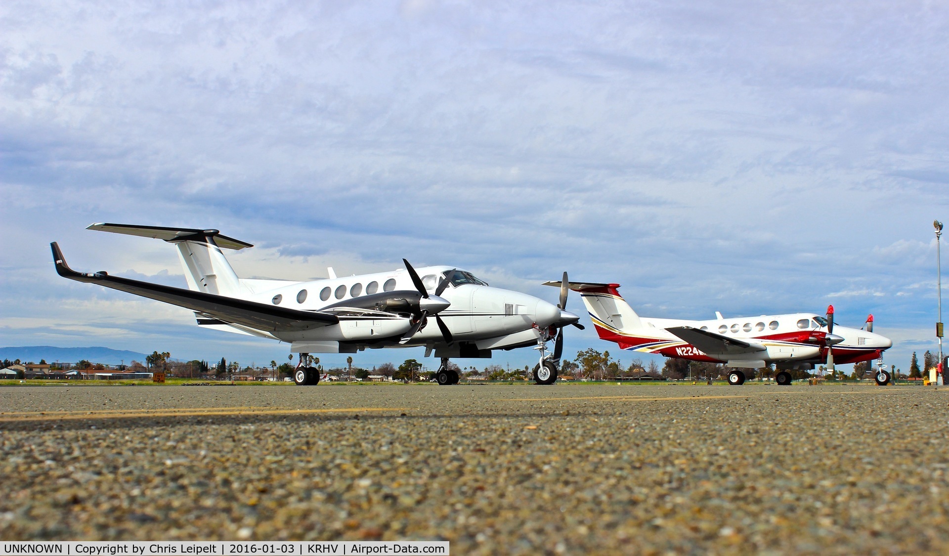 UNKNOWN, Beech King Air 250 C/N Not known, Two King Airs parked next to each other, both for a 49er football game at Reid Hillview Airport, San Jose, CA. One is a King Air 250 from Central California and one is a King Air 200 from Southern California. No tail numbers on aircraft as per request.
