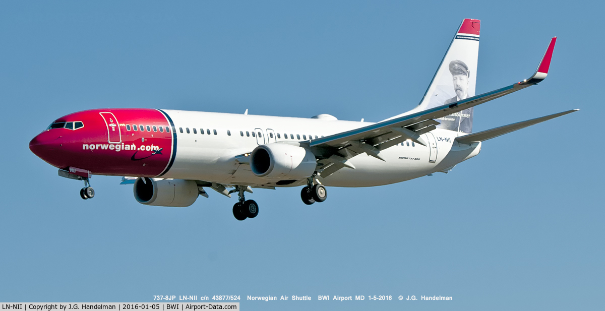 LN-NII, 2014 Boeing 737-8JP C/N 43877, On final to 33L.