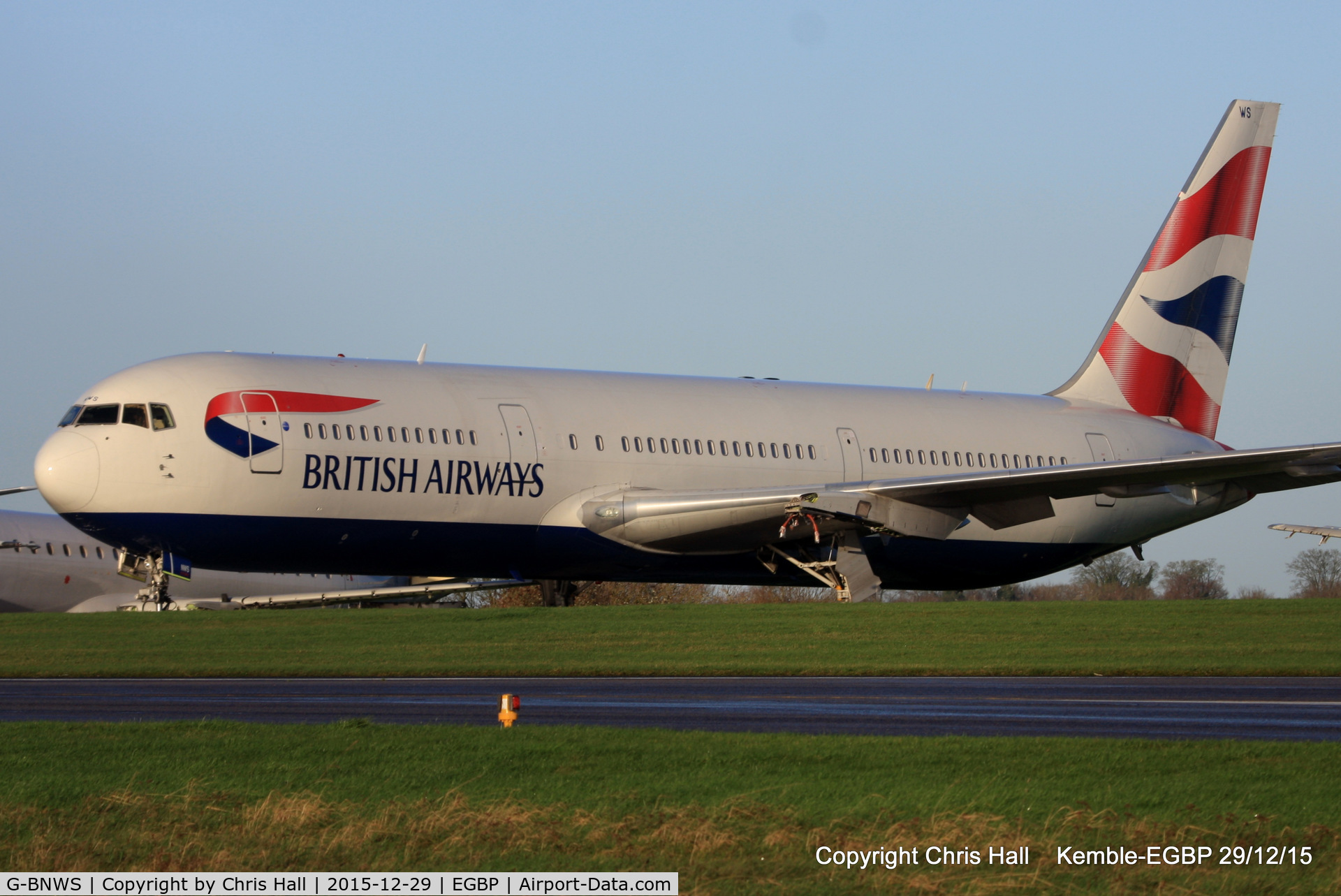 G-BNWS, 1992 Boeing 767-336 C/N 25826, in the scrapping area at Kemble