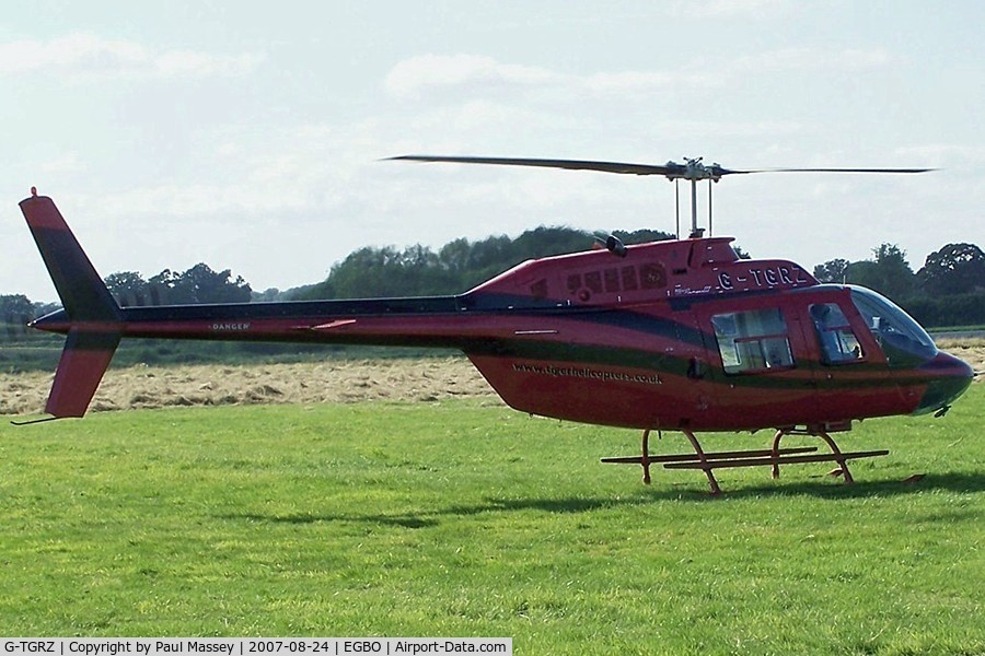 G-TGRZ, 1977 Bell 206B JetRanger II C/N 2288, @ Wolverhampton (Halfpenny Green).ex:-G-BXZX,N27EA,N16873,N93AT,N286CA.