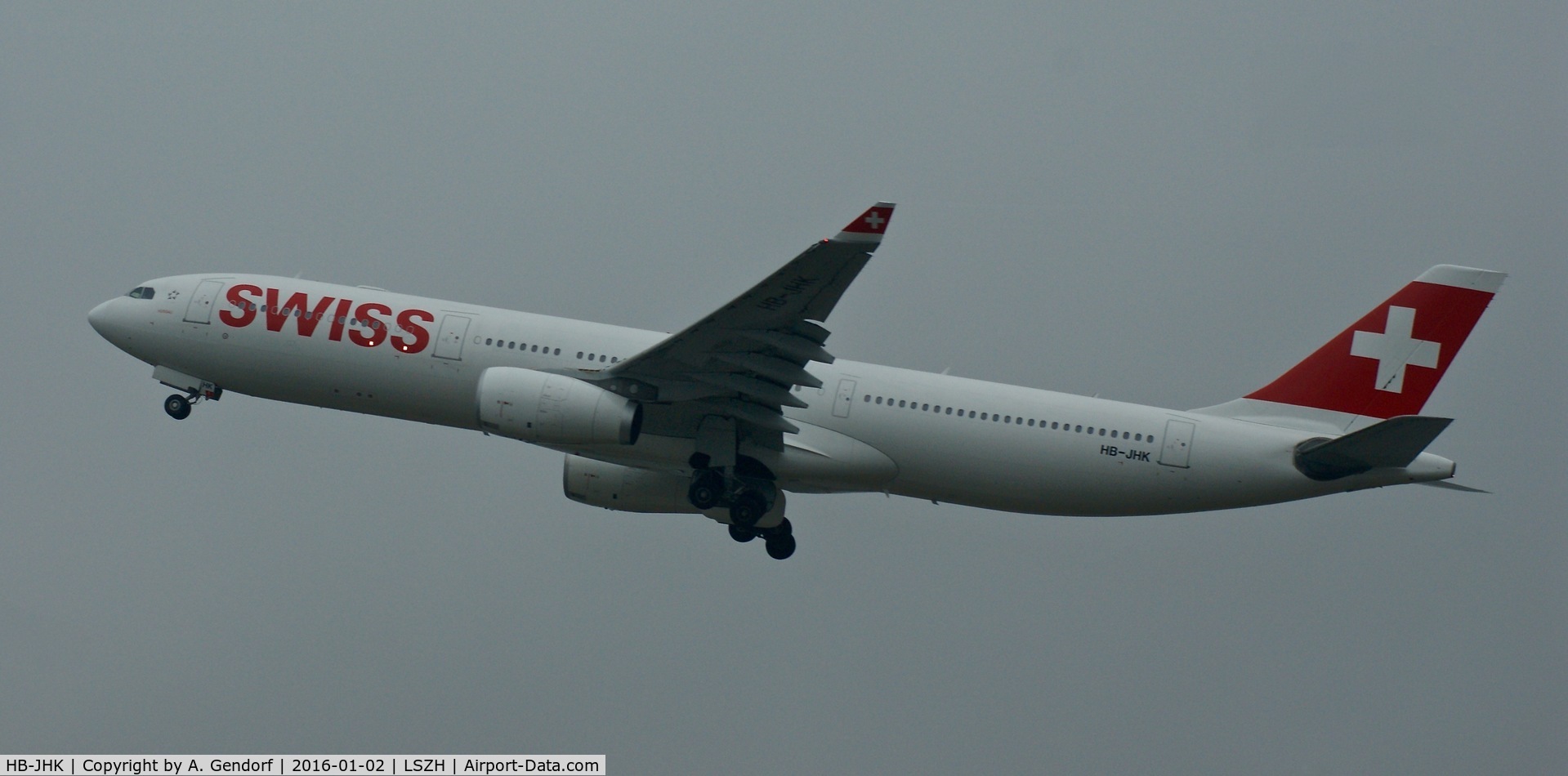 HB-JHK, 2011 Airbus A330-343X C/N 1276, Swiss, is here departing at Zürich-Kloten(LSZH)