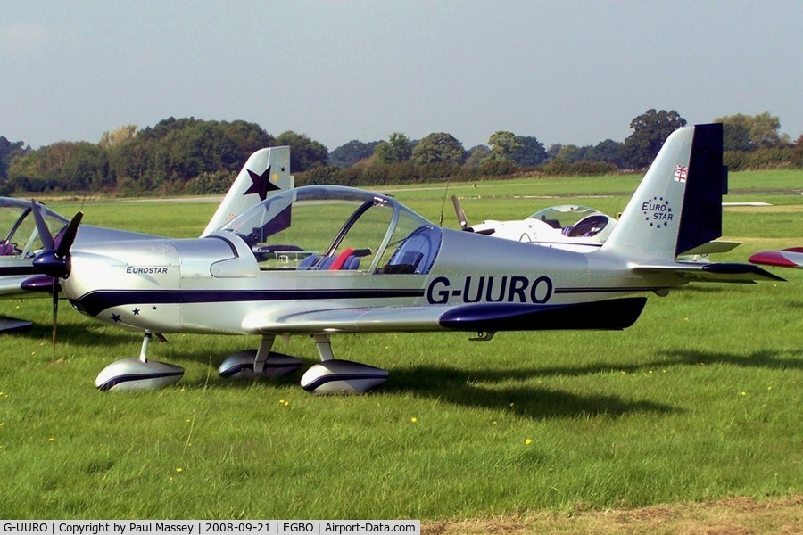 G-UURO, 2006 Aerotechnik EV-97 Eurostar C/N PFA 315-14480, @ the wings & wheels charity fly-in @ Wolverhampton(Halfpenny Green).