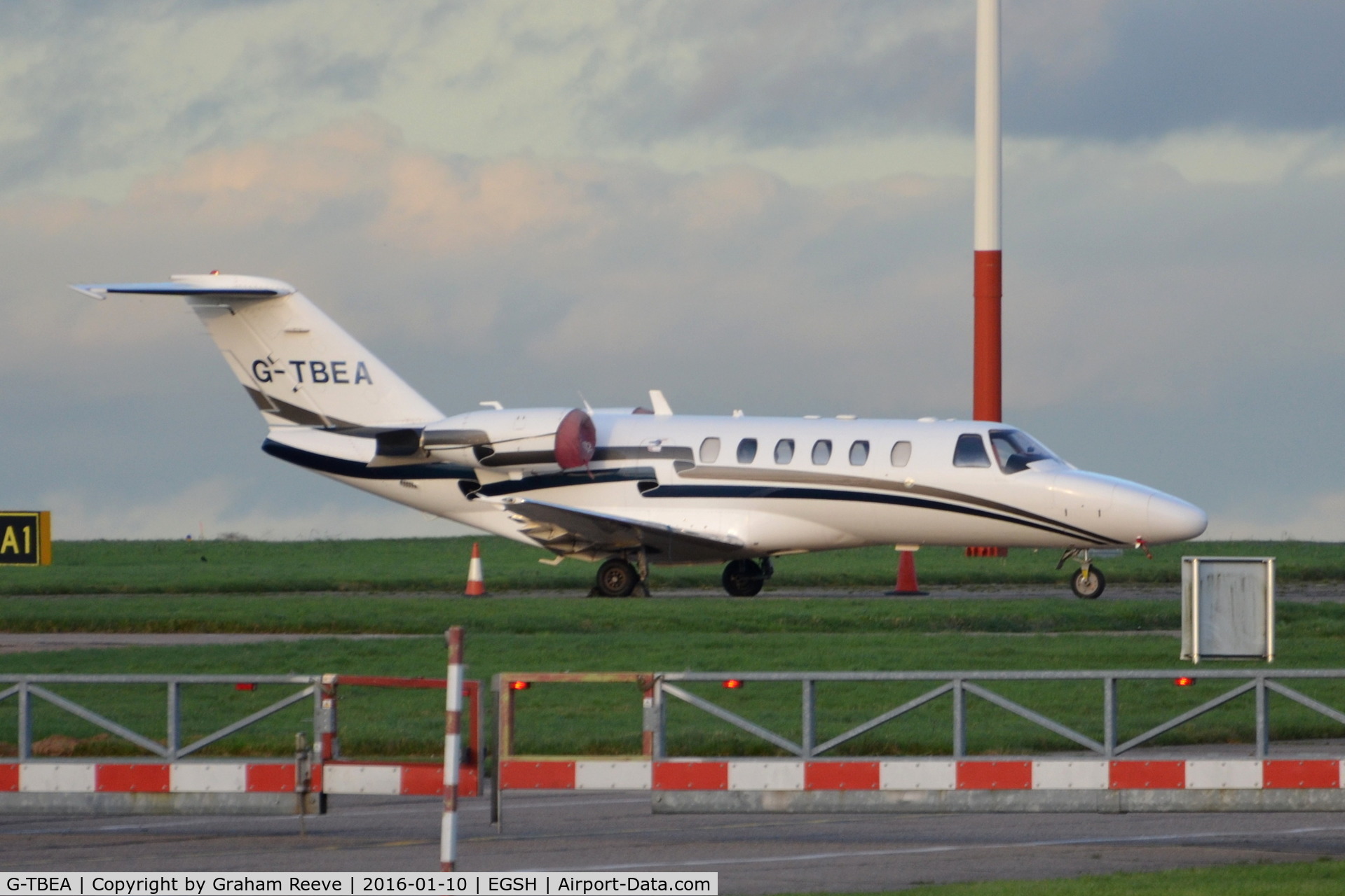 G-TBEA, 2003 Cessna 525A CitationJet CJ2 C/N 525A-0191, Parked at Norwich after its off runway excursion.
