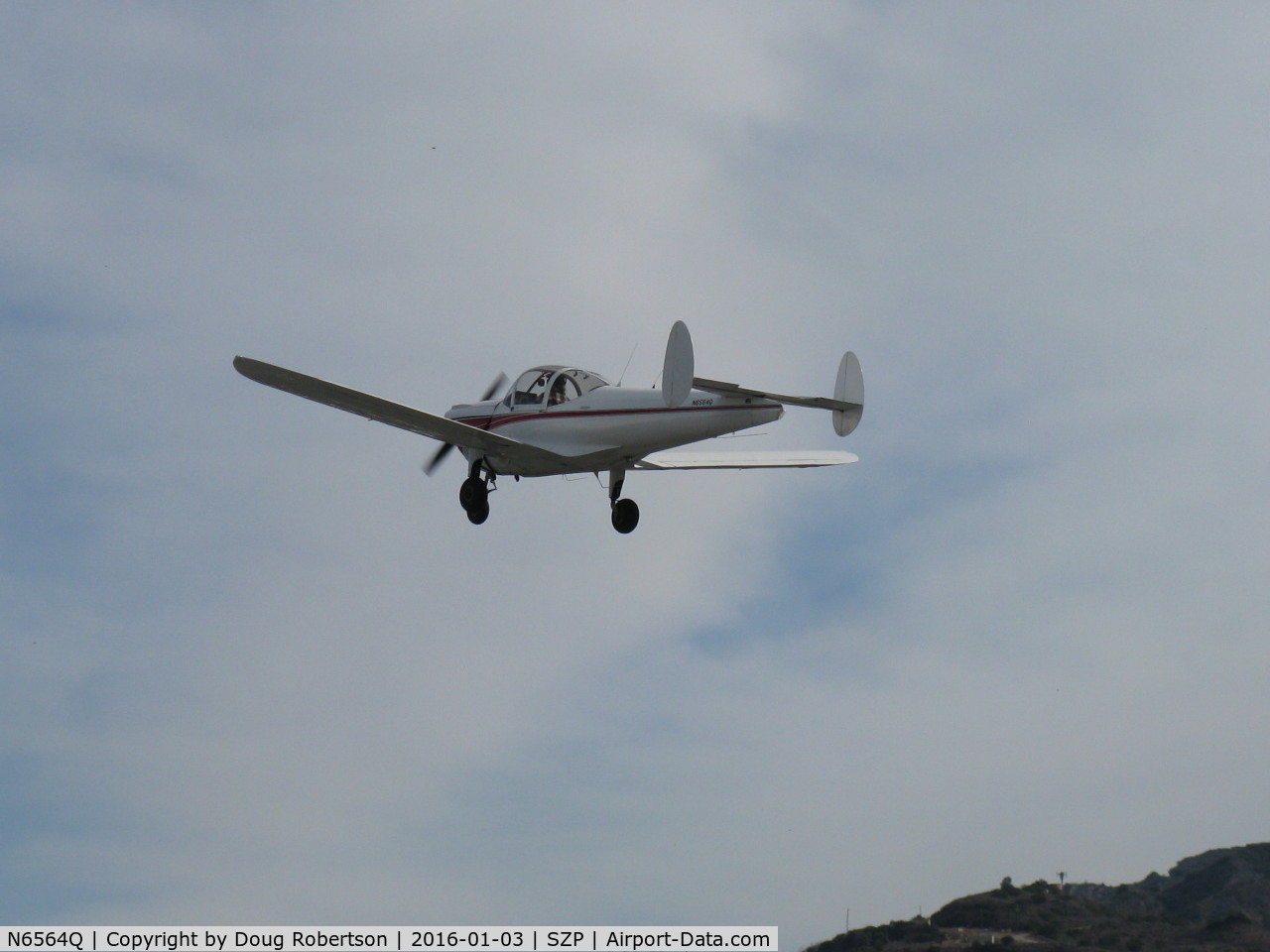 N6564Q, 1965 Alon A2 Aircoupe C/N A-64, 1965 Alon A-2 AIRCOUPE, Continental C-90 90 Hp, takeoff climb Rwy 04