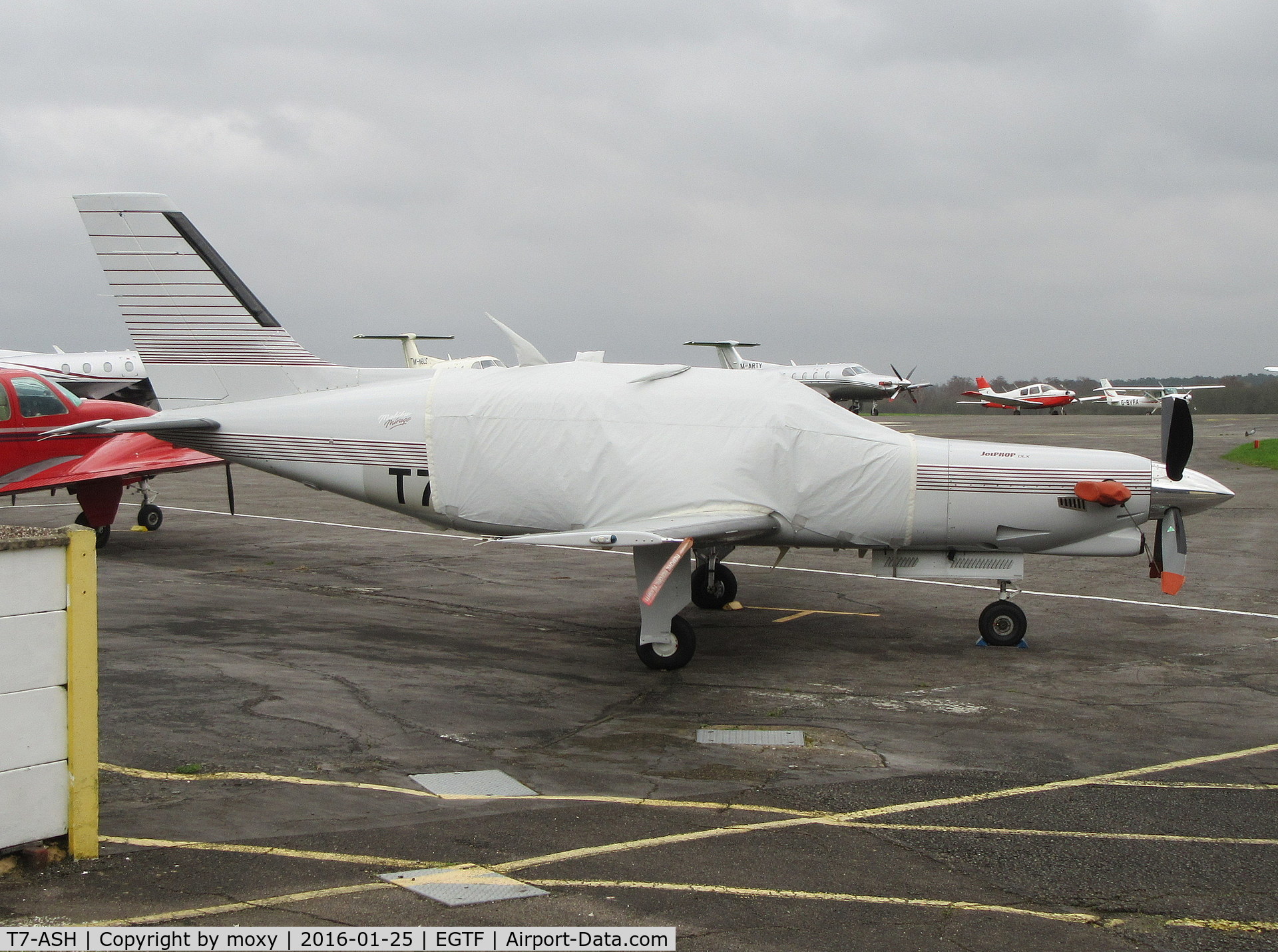 T7-ASH, 1988 Piper PA-46-350P JetPROP DLX Malibu Mirage C/N 4622005, Piper Malibu Mirage Jetprop at Fairoaks. Ex D-EEEY.
